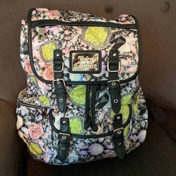Juicy Couture Handbags - JUICY Couture floral backpack adjustable straps pink inside multiple pockets